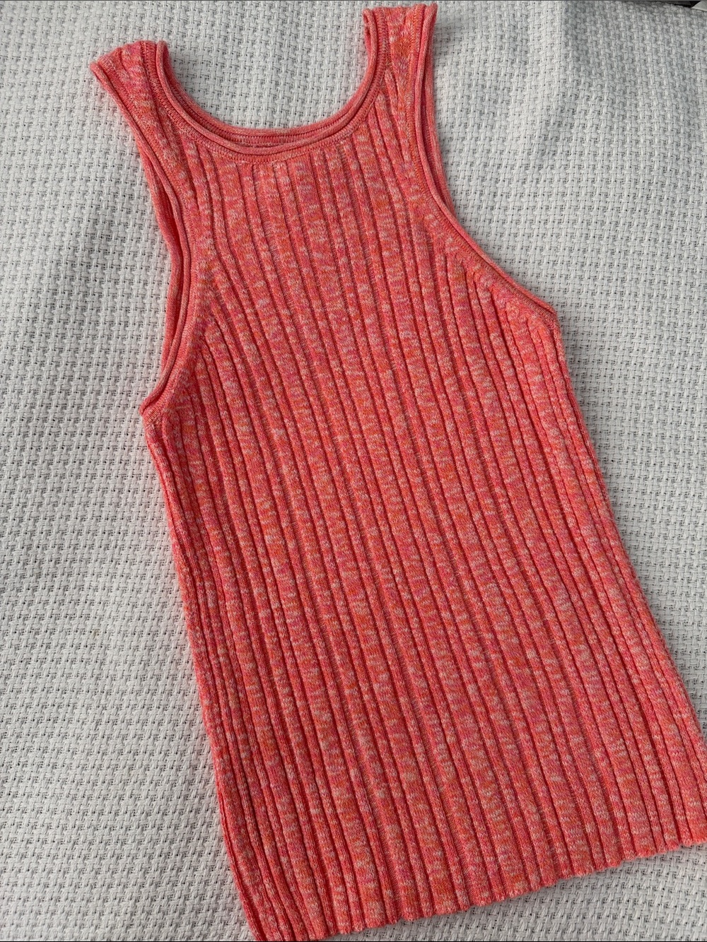 Anthropologie Coral Ribbed Tank Top - Sz L